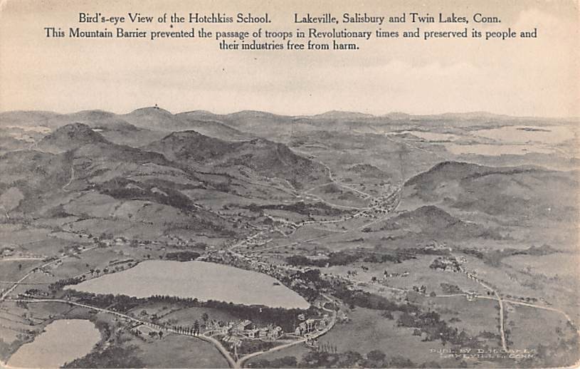 Salisbury, Lakeville, Conn. PC c. 1910 Twin Lakes Bird\'s-Eye View - D. H. Oakes