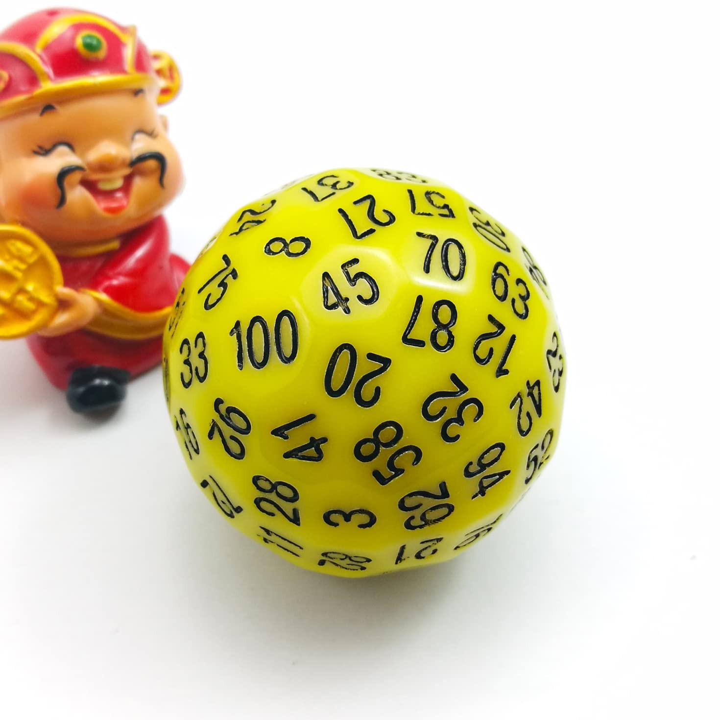 BESCON DICE Polyhedral 100 Sides Plastic Yellow 45MM Functional Tabletop Gaming BESCON DICE Polyhedral 100 Sides Plastic Yellow 45MM Functional Tabletop Gaming