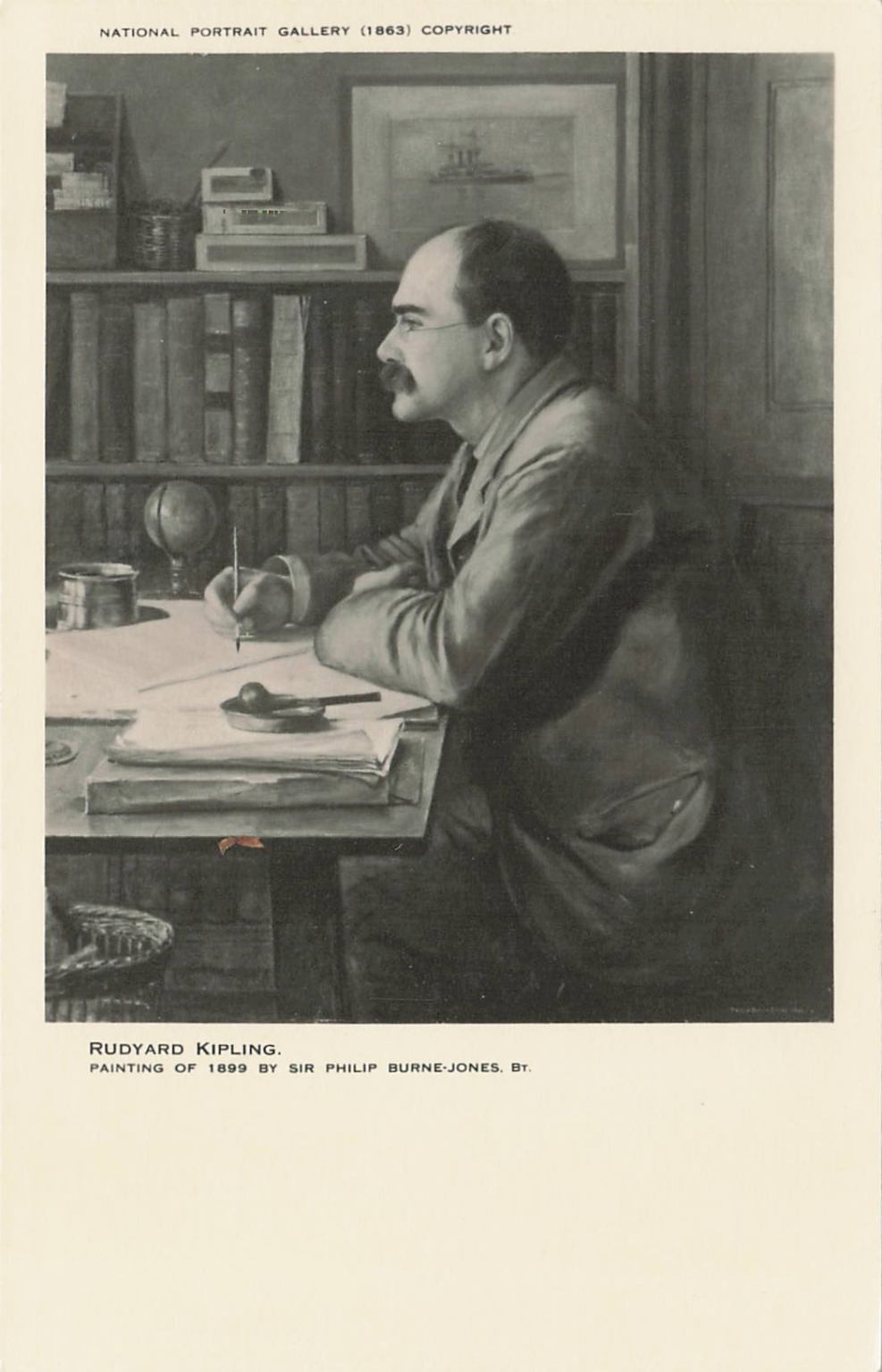 Rudyard Kipling Portrait Postcard 1899 Painting by Burne-Jones NPG