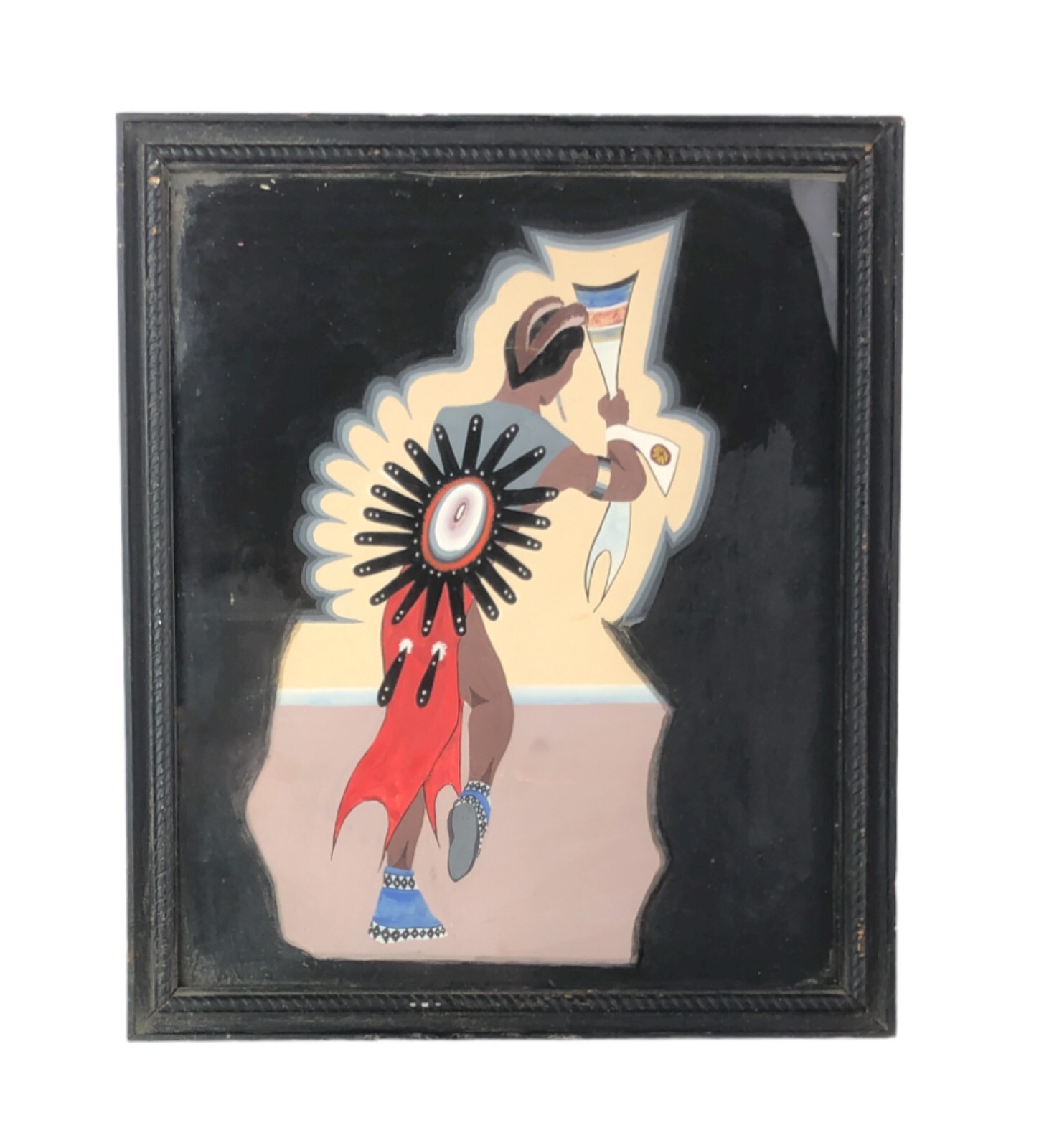 Kiowa Dancer Gouache Flat Style Native American Indian Original Painting 13x11\