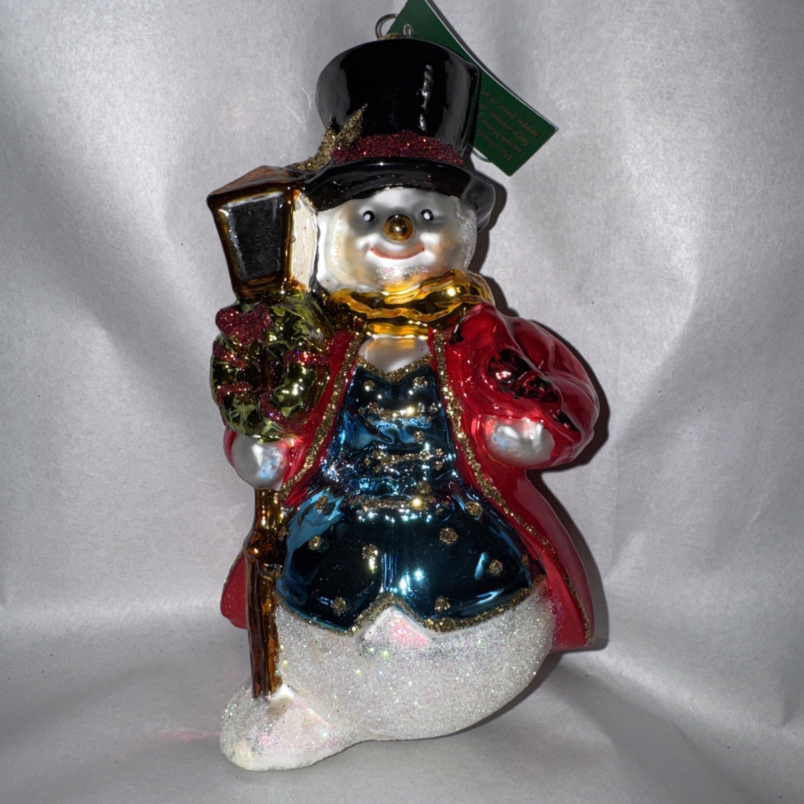 Glassware Art Studio Snowman W/Lantern Christmas Ornament 7\