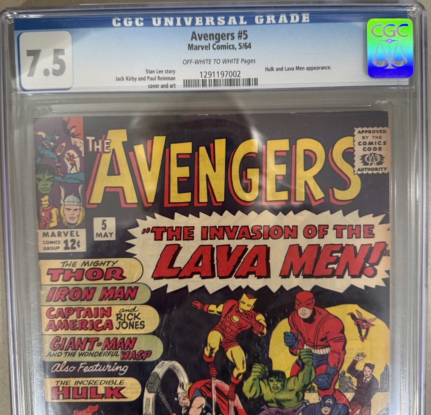 The Avengers #5 (Marvel Comics May 1964) - CGC 7.5 - Off White/White Pages