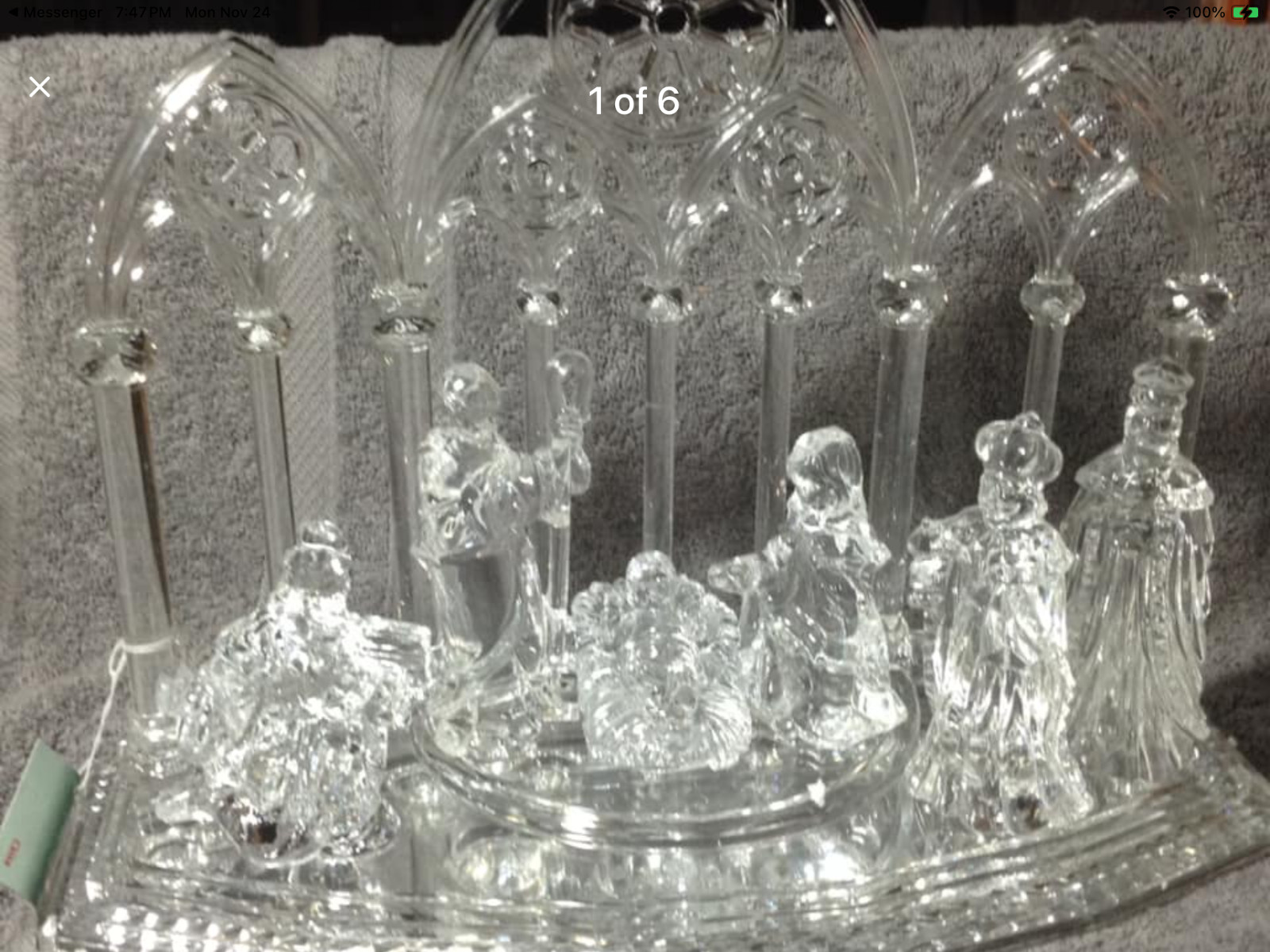 Vintage Clear Acrylic Nativity Set –7 Piece Lucite Style Christmas Display