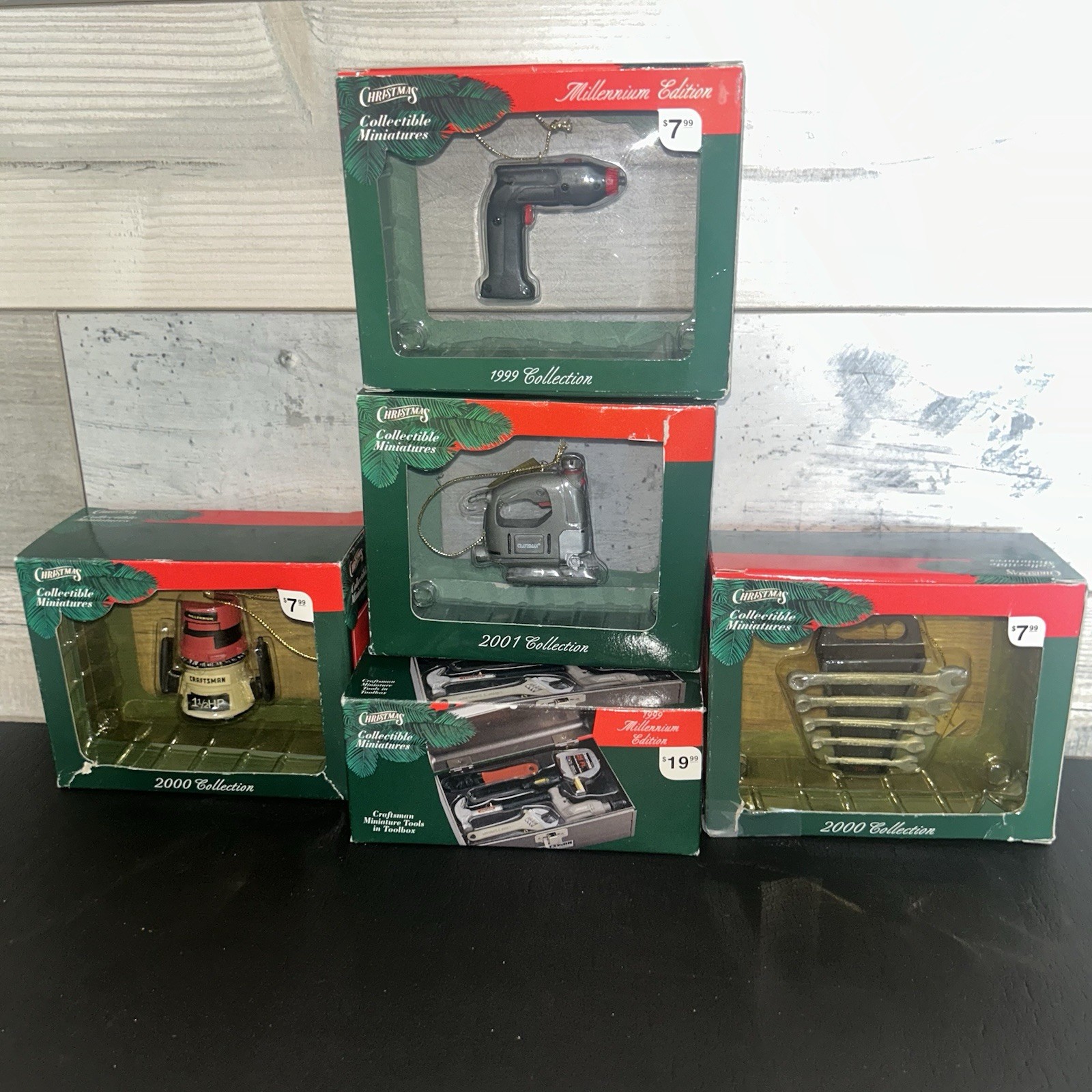 Vtg Craftsman Miniature Tool Box Ornament Lot Of 5 Power Tools Christmas Collect
