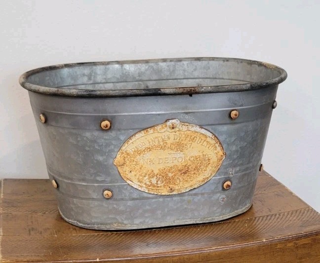 Rare Galvanized Tub Honorary Prize Lyon 1957 Lynx of Poland Vintage Collectible
