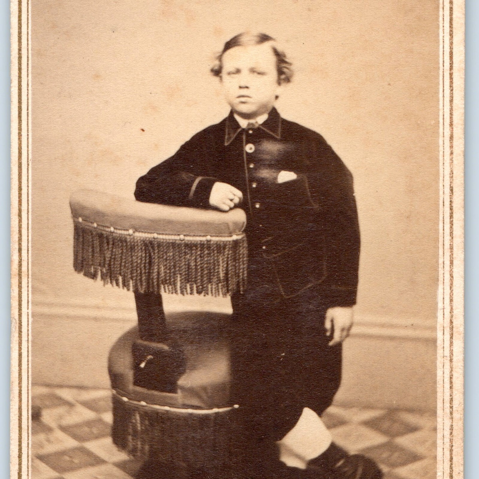 ID\'d c1860s Elmer Witte Jr. Handsome Young Boy Portrait Antique CDV Photo Card