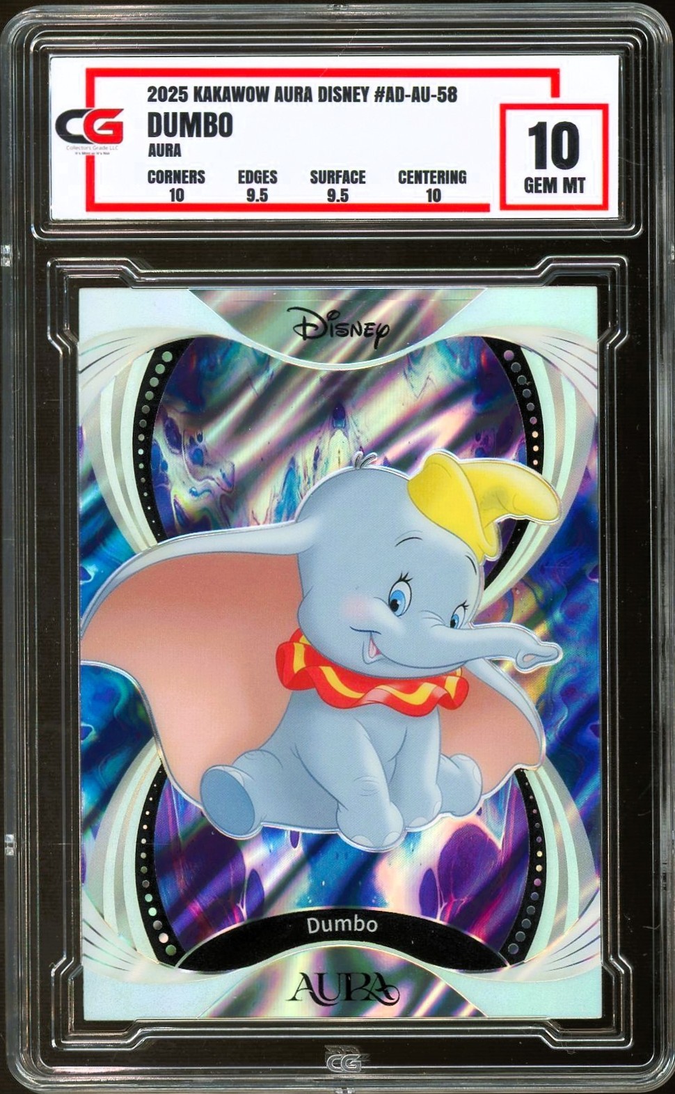 2025 Kakawow Aura Disney #58 AURA PRIZM REFRACTOR Dumbo the Elephant CG 10 GEM