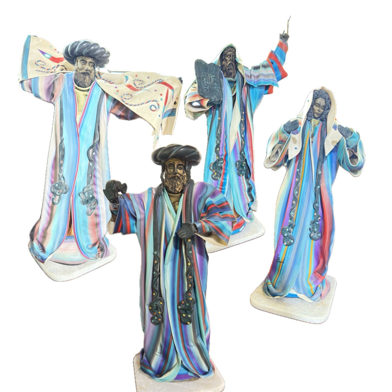 4 Nathany Natani YIGAL Bezalel Art Statue Figurines Brass Rubber Clay Jewish