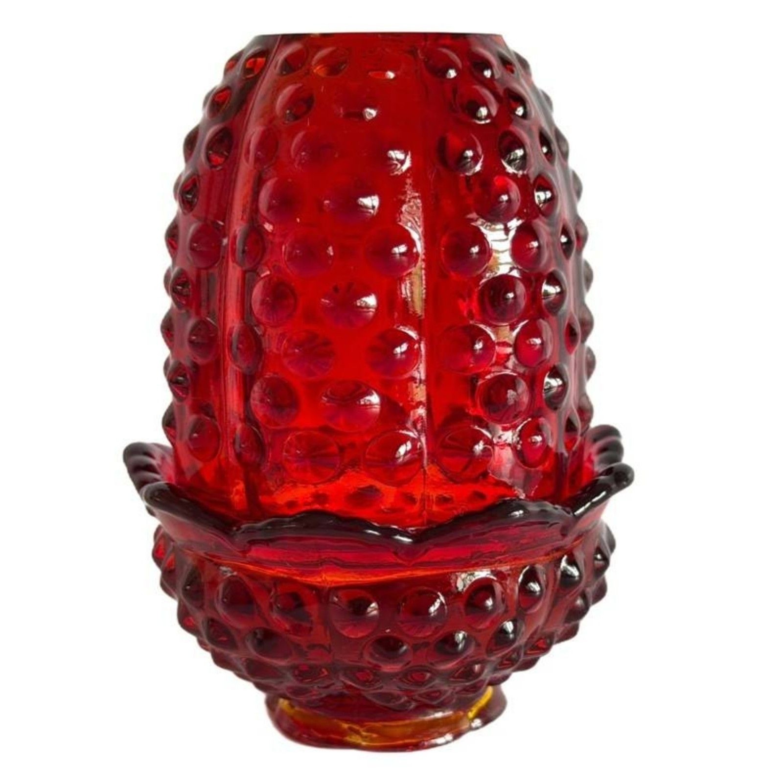 Vintage Fenton Hobnail Mini Fairy lamp Cranberry Red Glass Amberina cadmium glow Vintage Fenton Hobnail Mini Fairy lamp Cranberry Red Glass Amberina cadmium glow