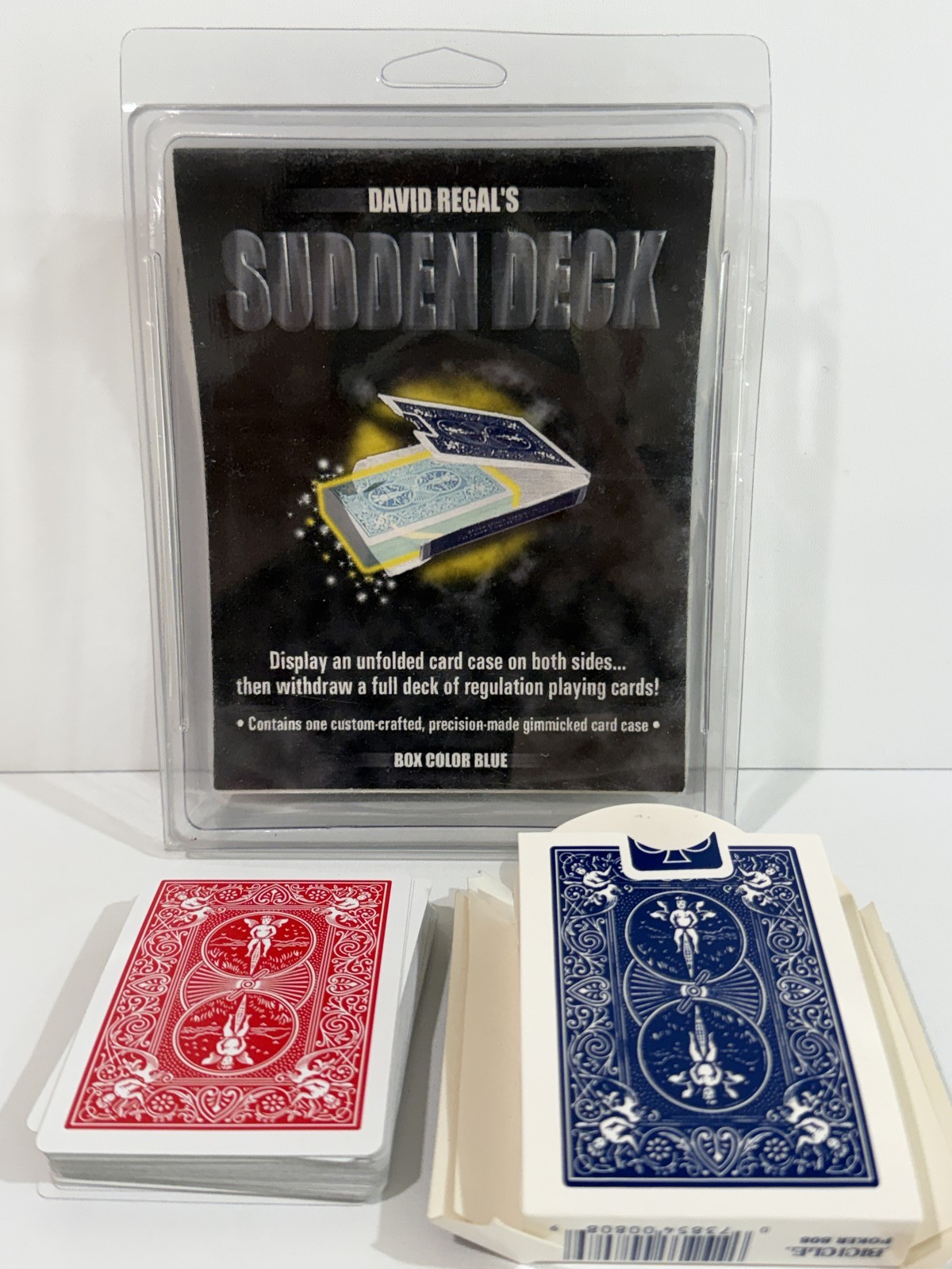 David Regal's Sudden Deck Magic Trick Gimmicked Playing Card Case Blue Bicycle David Regal's Sudden Deck Magic Trick Gimmicked Playing Card Case Blue Bicycle