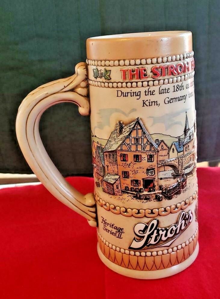 STROH'S HERITAGE SERIES II LARGE BEER MUG STEIN 7.5 STROH'S HERITAGE SERIES II LARGE BEER MUG STEIN 7.5