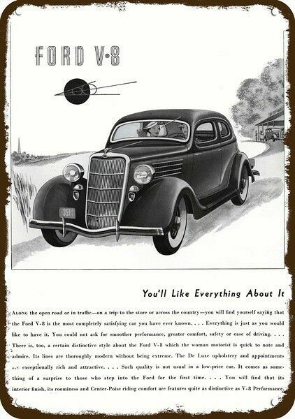 1935 FORD V-8 Car Vintage Look DECORATIVE METAL SIGN 1935 FORD V-8 Car Vintage Look DECORATIVE METAL SIGN
