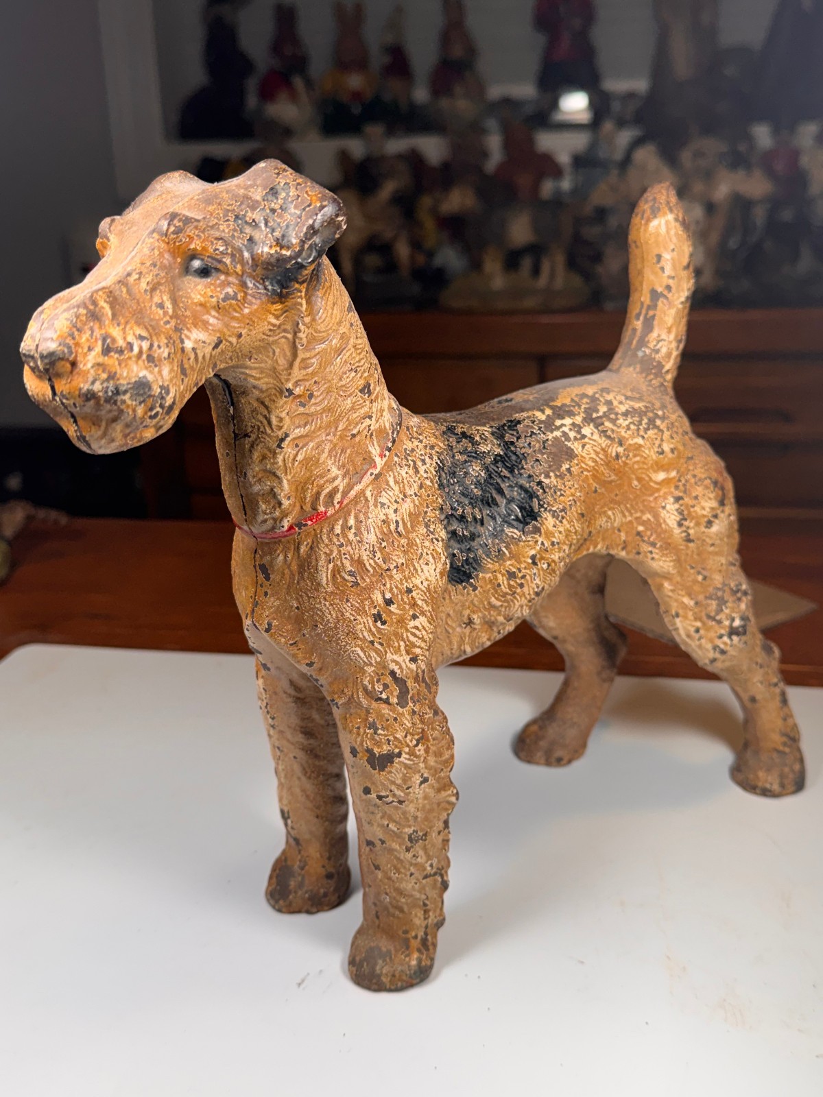 Vintage - Hubley #381 - Large Cast Iron Fox Terrier Doorstop - Wonderful Patina Vintage - Hubley #381 - Large Cast Iron Fox Terrier Doorstop - Wonderful Patina