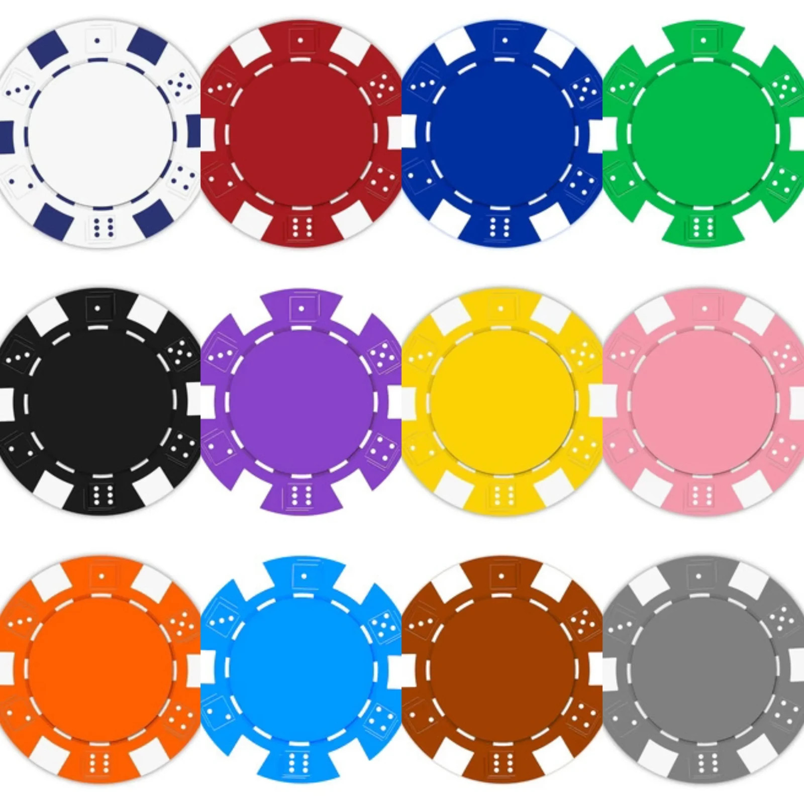 NEW 1000 Striped Dice 11 Gram Clay Poker Chips Bulk - Pick Your Colors
