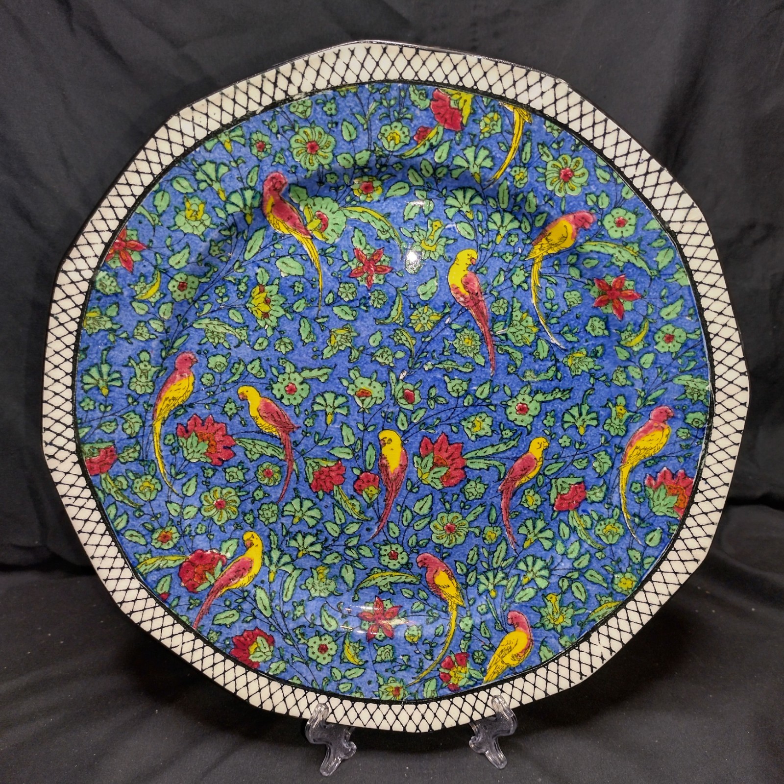 Antique Royal Doulton Persian Parrot Plate D4031 Blue Chintz Art Deco 10