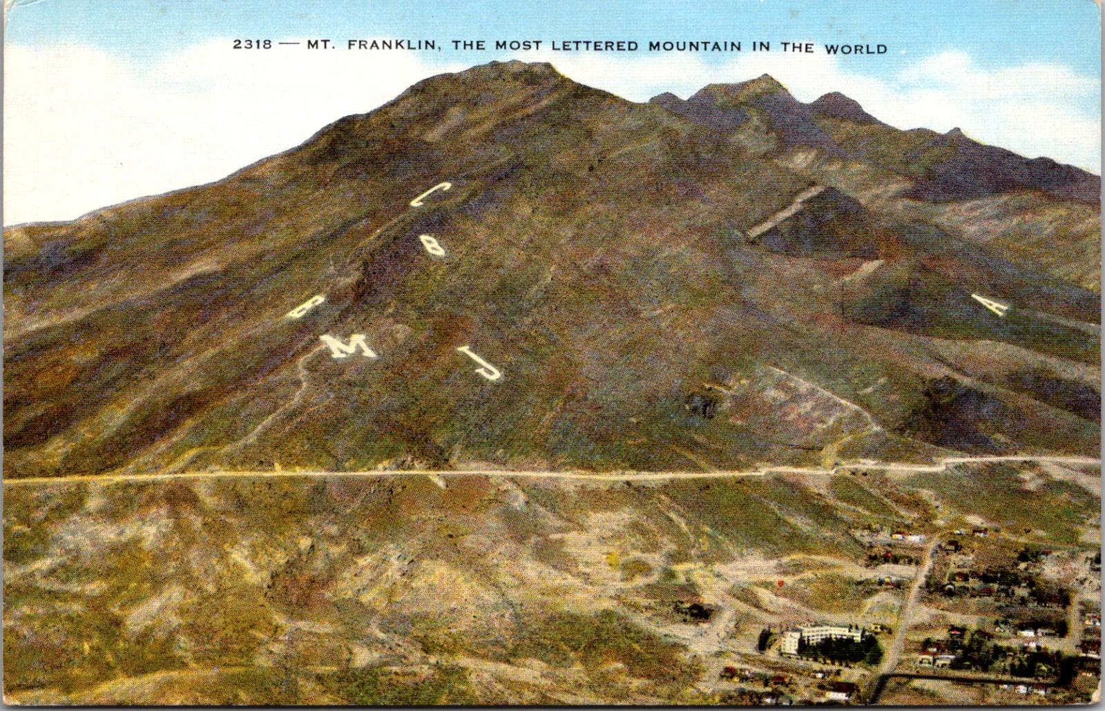 Mt Franklin The Most Lettered Mountain In The World Vintage Postcard TP11-26