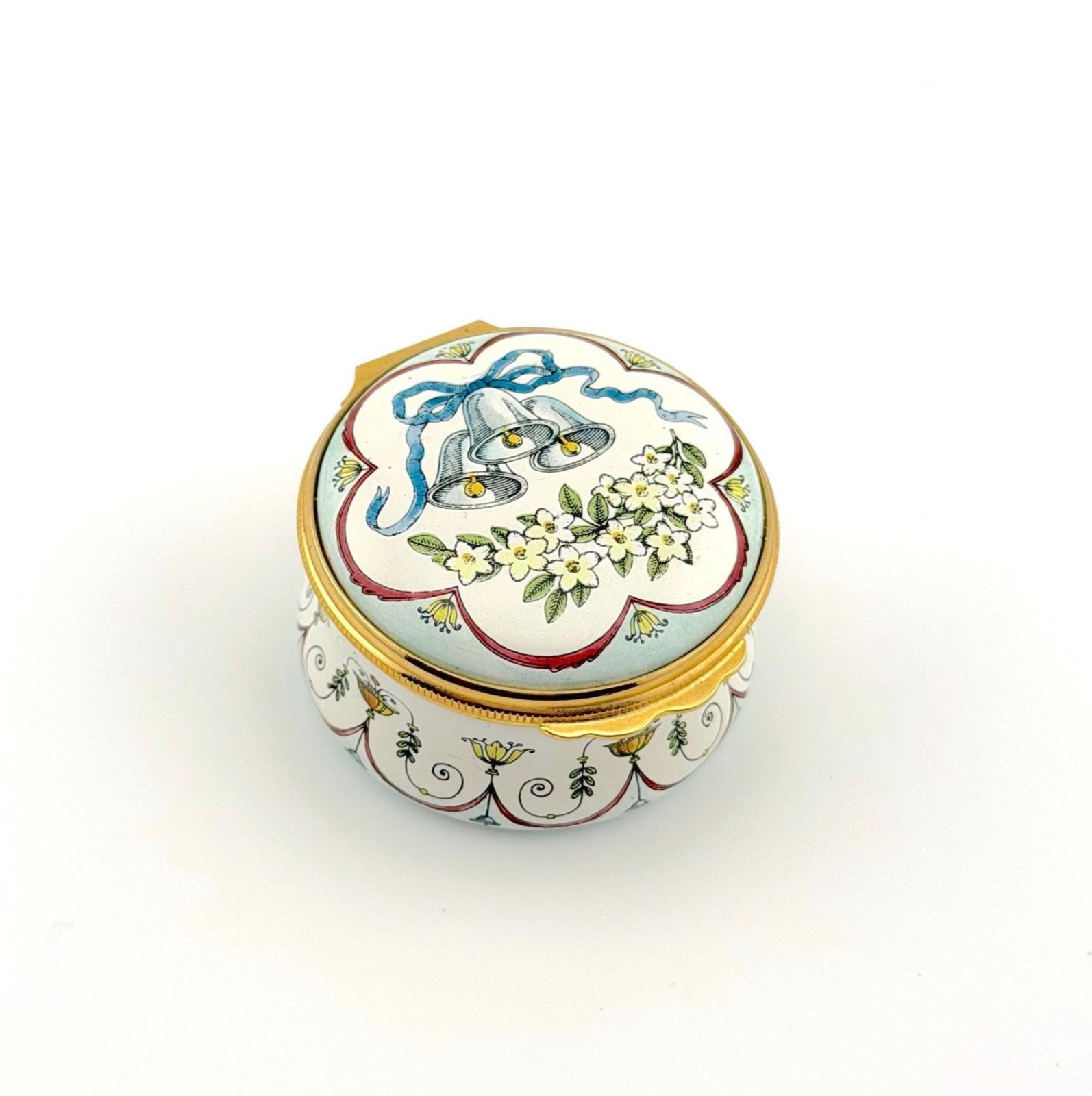 Vintage Halcyon Days Rare Wedding Bells Trinket Small Box Bilston England Gift