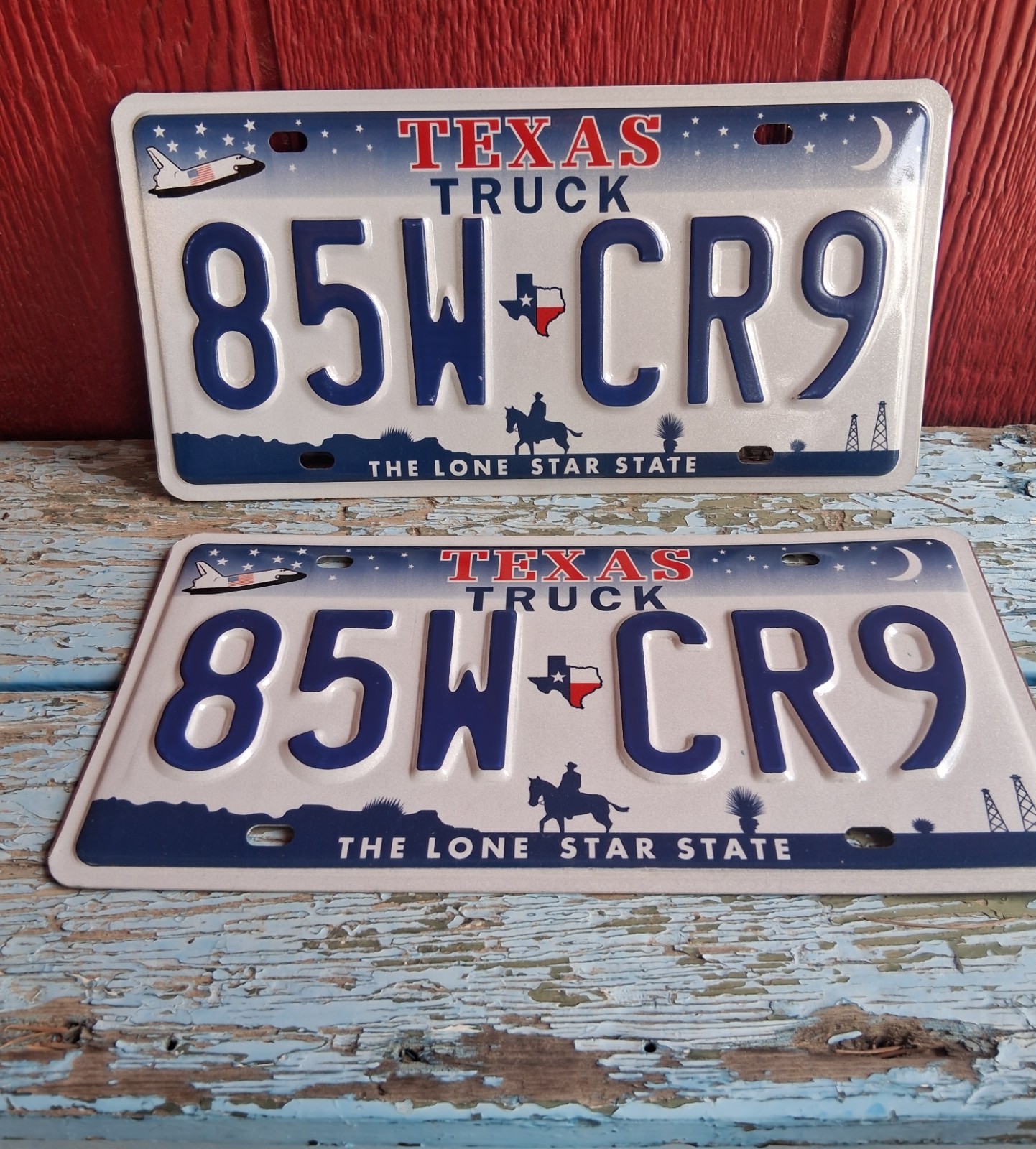 New Vintage Texas Truck Embossed Steel License Plate Matching Pair 2SP S55