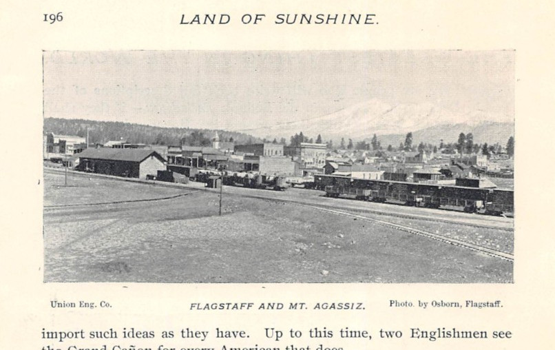 antique 1895 magazine photo FLAGSTAFF AZ street view Mt Agassiz (uncommon image)