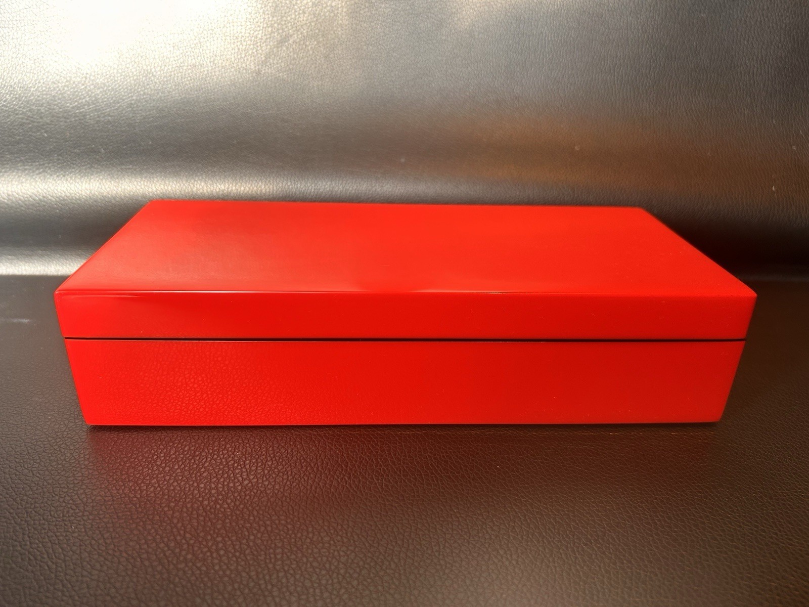 GUMP’S San Francisco Bright Red Lacquered Box With Black Lining