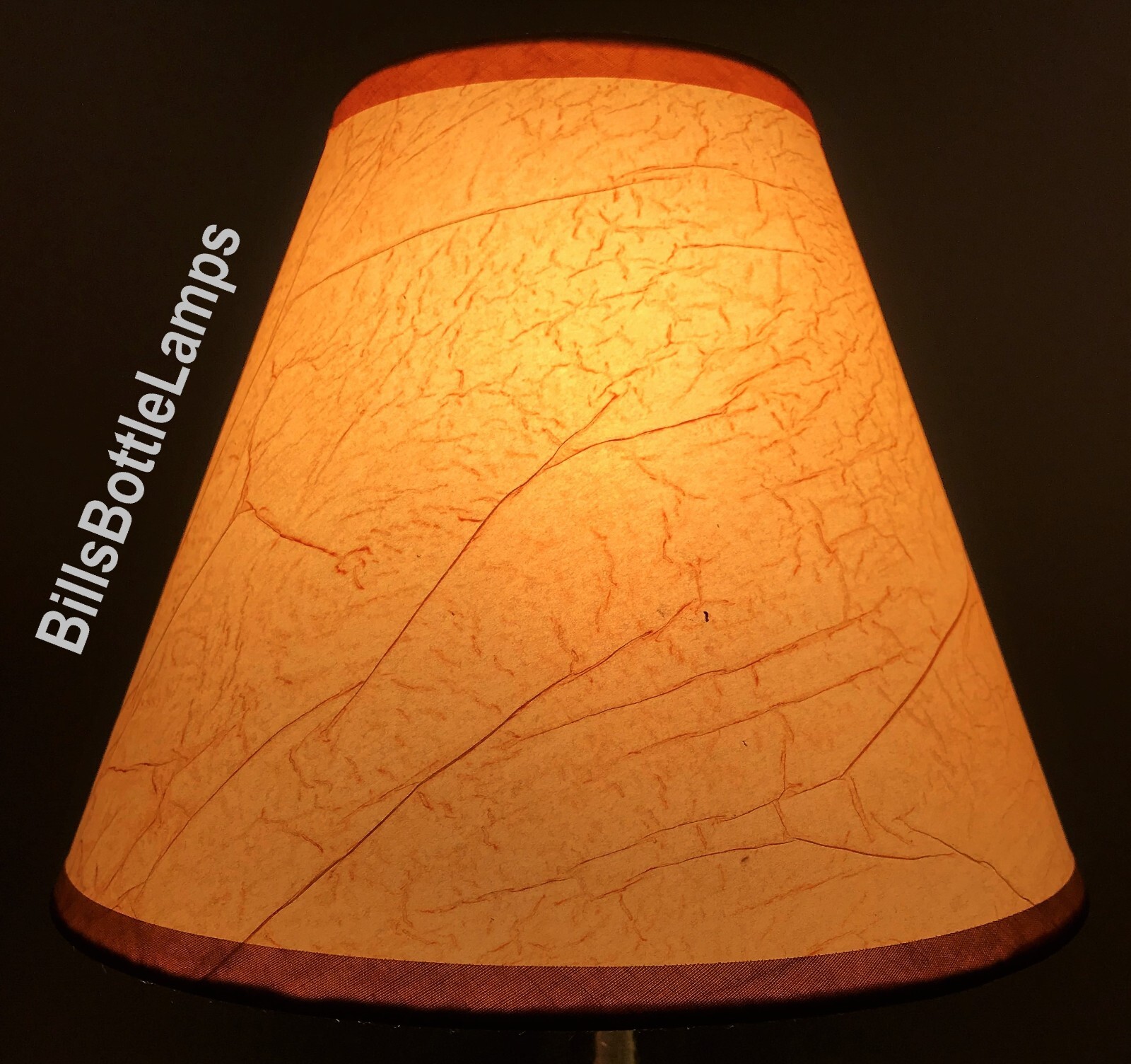 Crackle Oiled Kraft LAMP SHADE Clip-On Bulb Style Rustic Country Cottage 9 inch