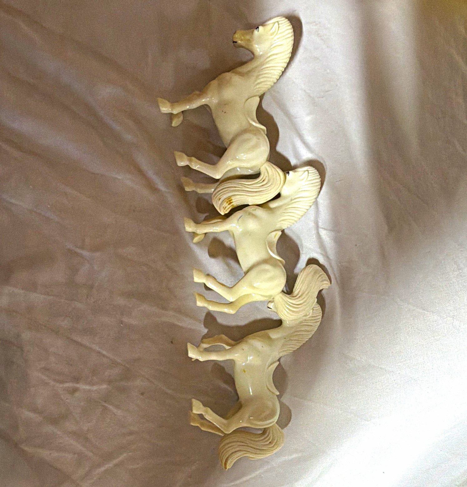 White Plastic Horse Figurines Lot of 3 Model Animal Figurine