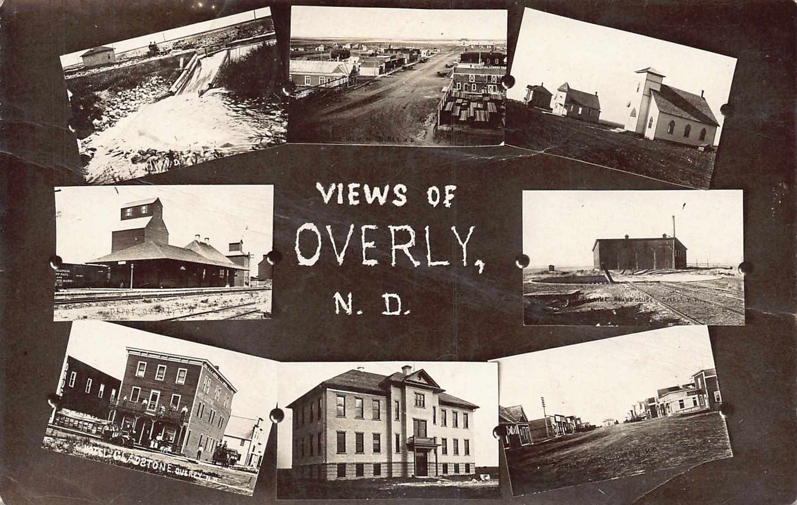 1911 REAL PHOTO Multi-Views Greetings of Overly, North Dakota - Bottineau County