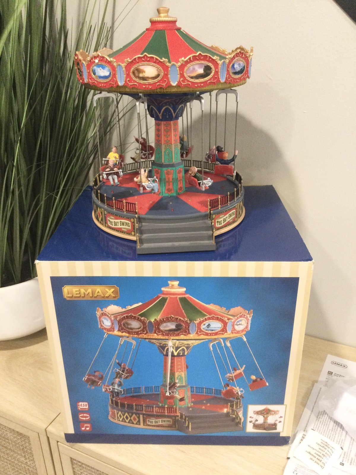 Lemax “The Sky Swing” 2018 #84379 Lights Up Musical Animated ~ Excellent Cond.