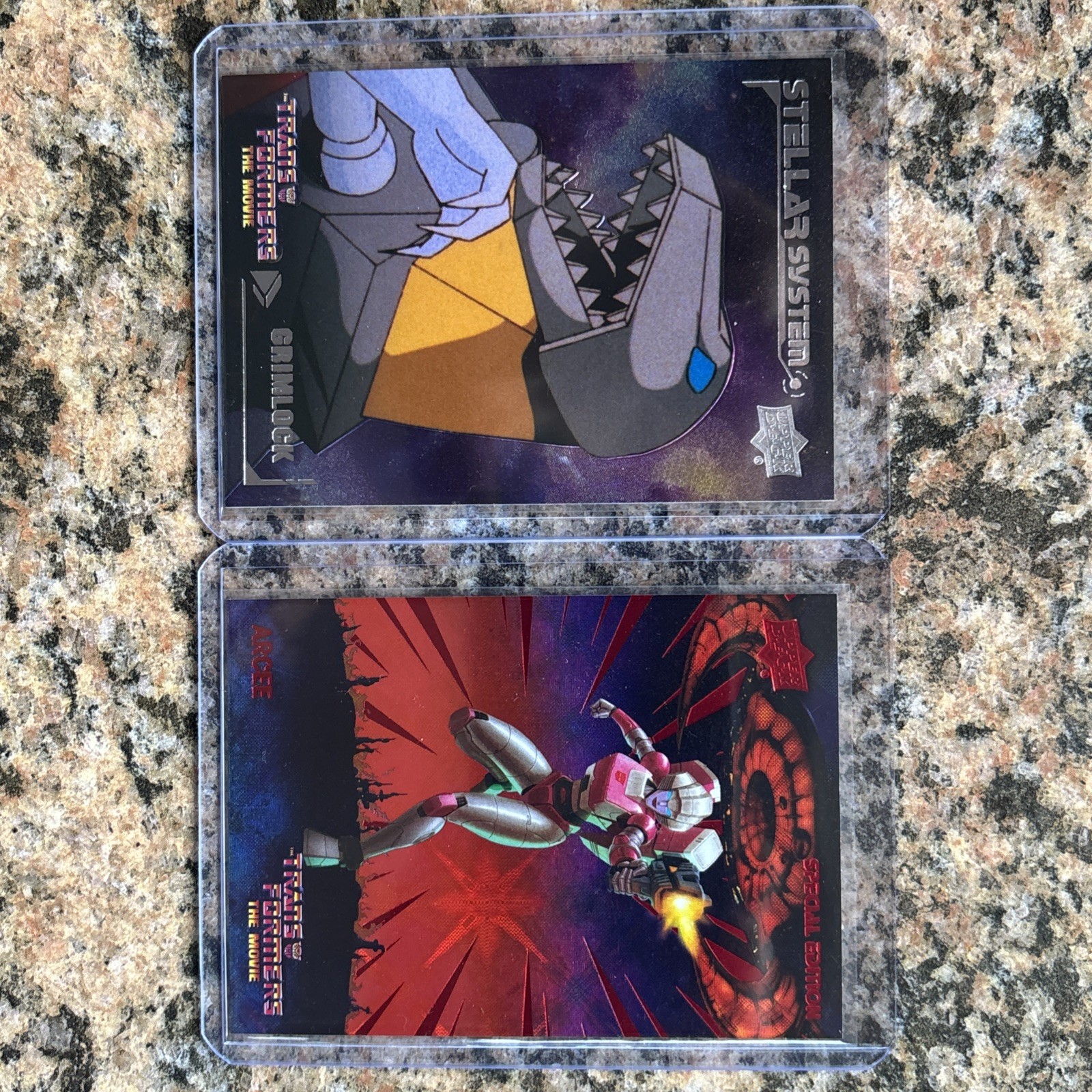 Lot of 2 Upper Deck 2026 Transformers The Movie, Arcee 1611/1986 and Grimlock SS
