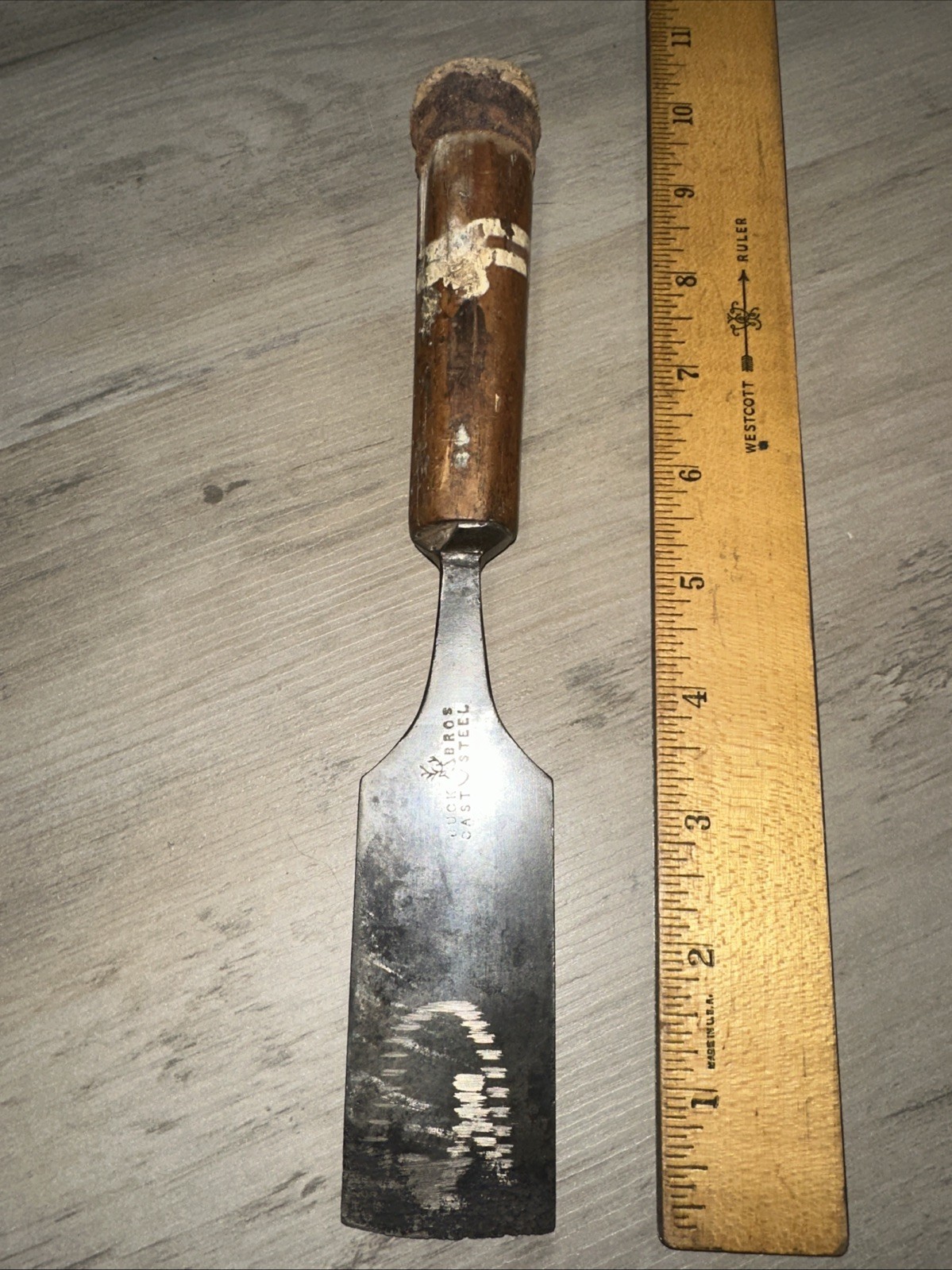 Antique Buck Bros 1-1/2” Cast Steel Wood Chisel Buck Brothers Deer Logo