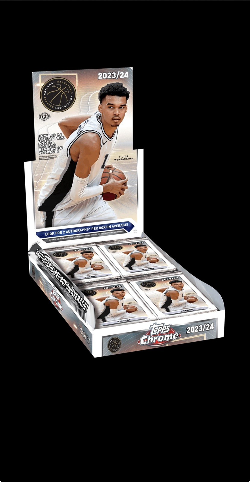 2023-24 Topps Chrome HOBBY BOX (2 AUTOs) Basketball Brand New Factory Sealed