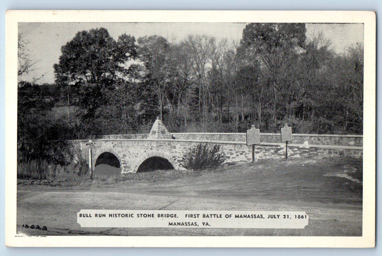 c1940 Manassas Virginia VA Postcard Bull Run Historic Stone Bridge First Battle
