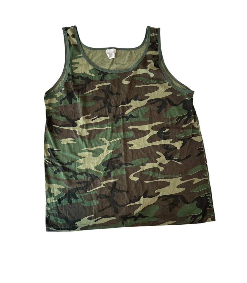 Military Issue BDU Camo 50/50 Tank Top Mens Size LARGE Made in USA