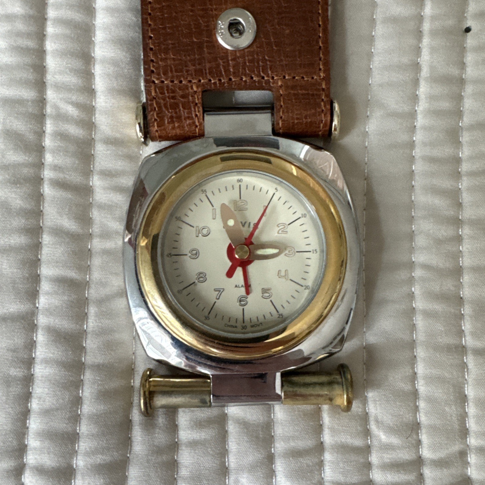 Orvis Watch/Clock Date White Dial Brown Leather Strap