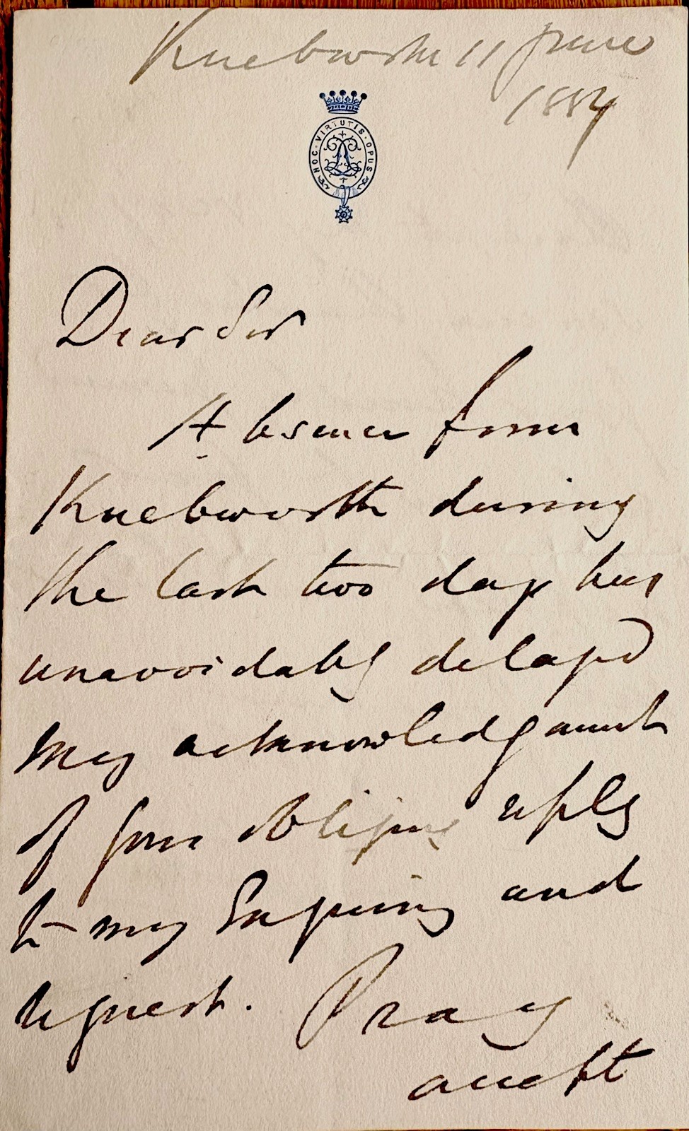 ROBERT BULWER LYTTON -EARL LYTTON /VICEROY OF INDIA & POET LETTER DATED 1884 ROBERT BULWER LYTTON -EARL LYTTON /VICEROY OF INDIA & POET LETTER DATED 1884