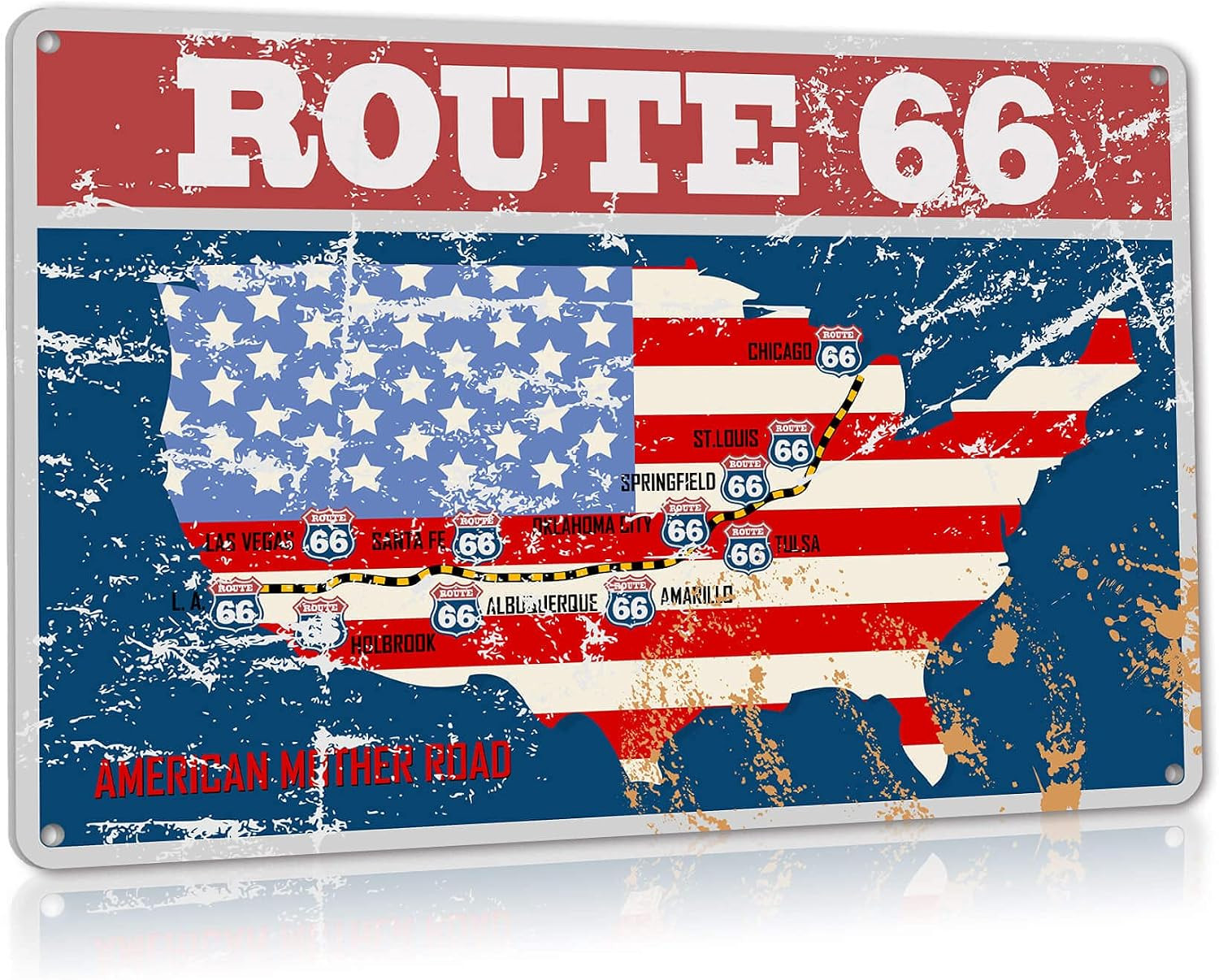 Route 66 US flag Man Cave Signs Vintage Aluminium Metal Sign Highway Road Poster