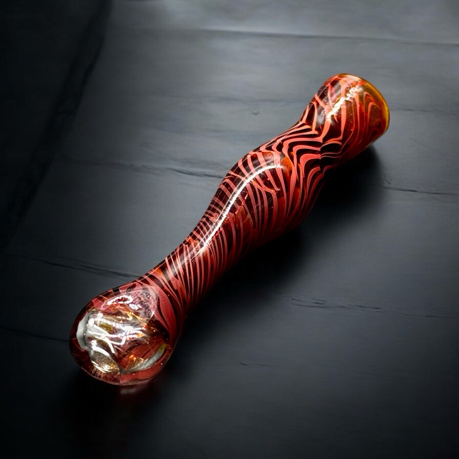 Golden Fumed Chillum Glass Pipes, Yellow With Gold Chillums