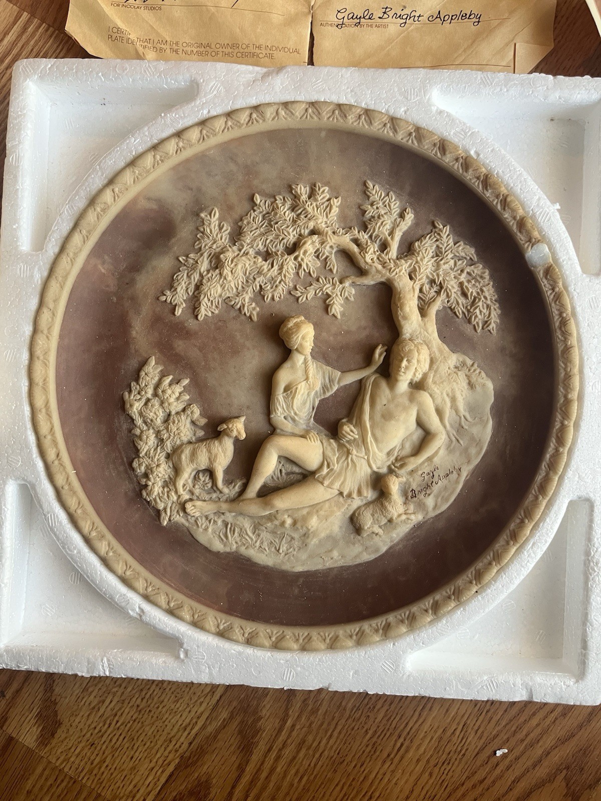 A Thing Of Beauty Incolay Stone Plate 1978 Gayle Bright Appleby