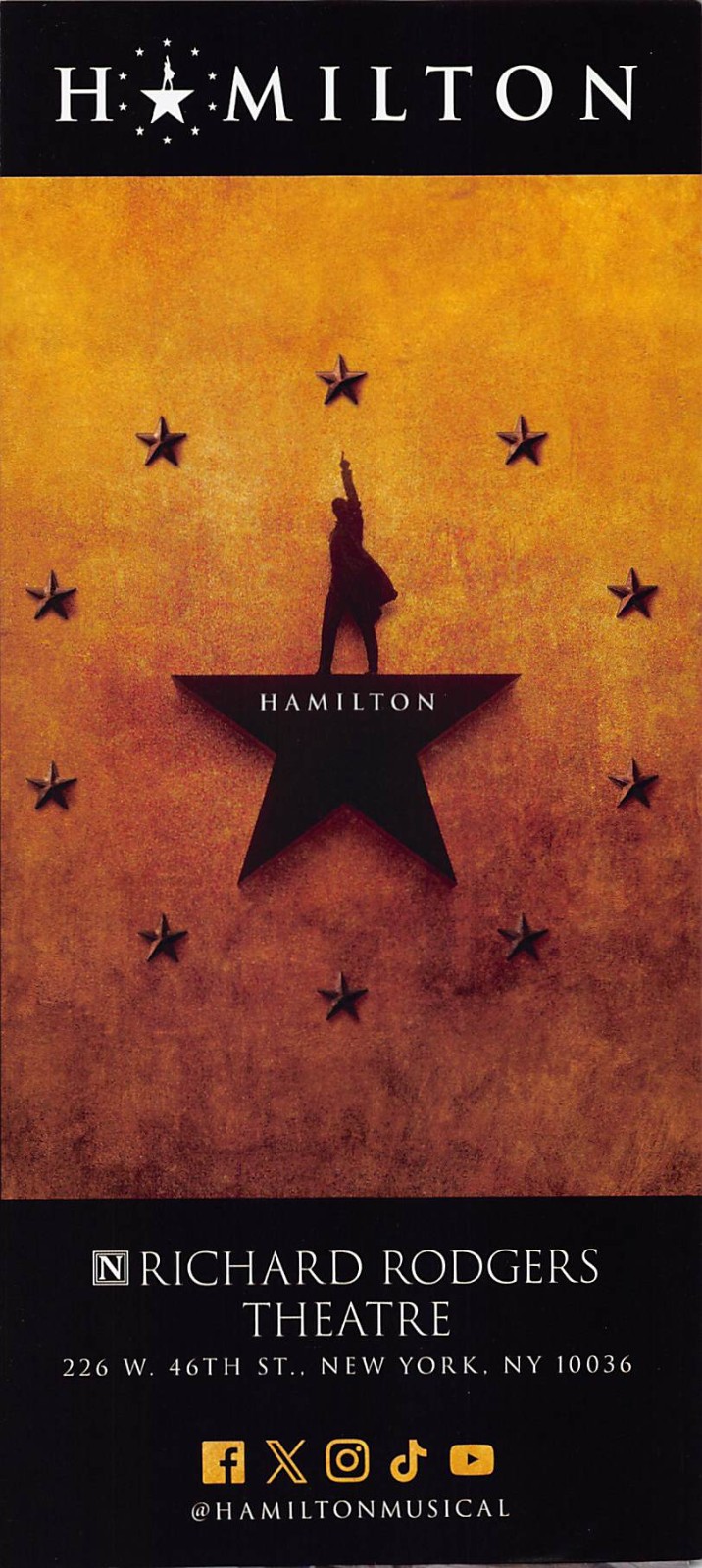 Hamilton musical 2025 Broadway Theatre New York City Ad Flyer