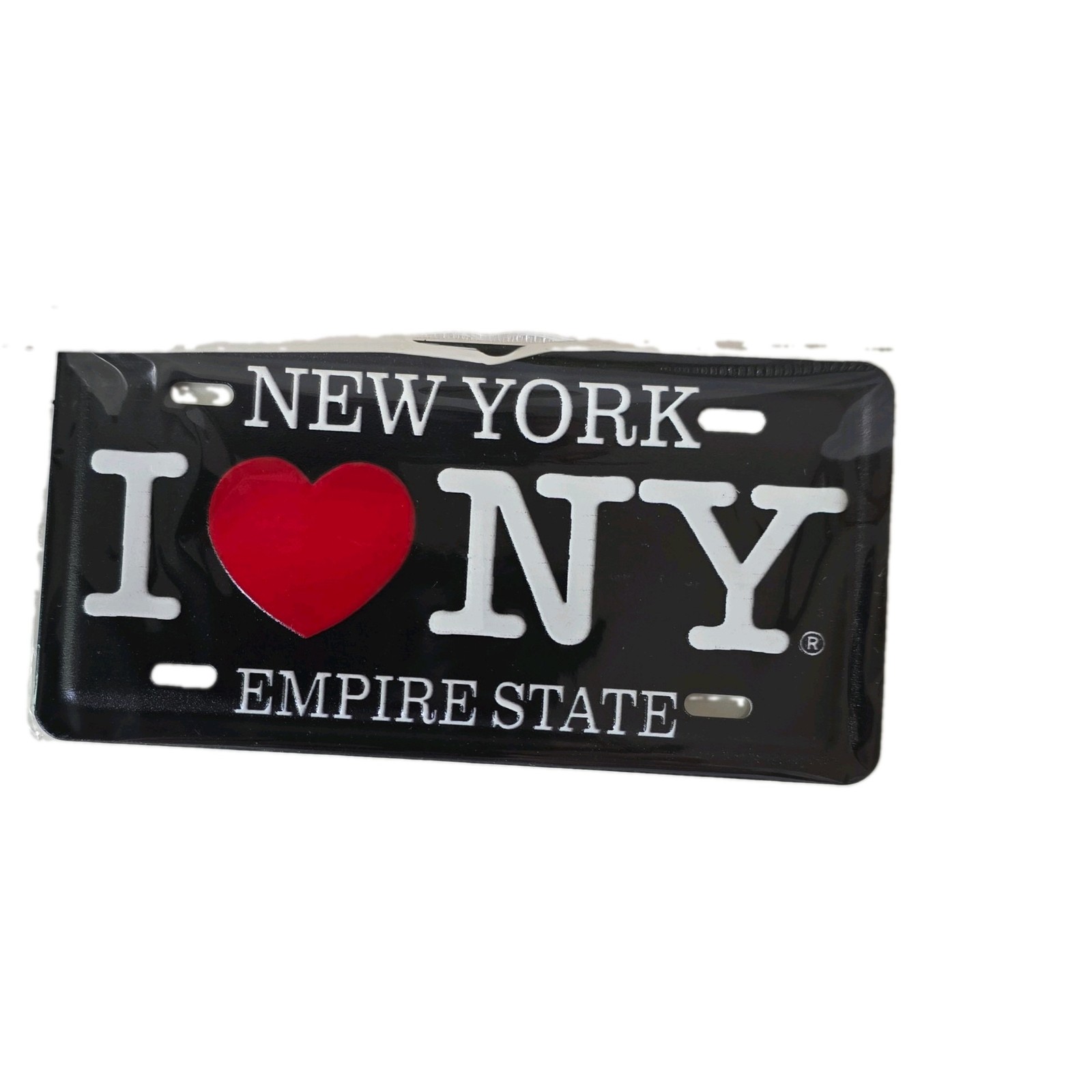 I LOVE NY black Souvenir License Plate Refrigerator Magnet Pink Collectable