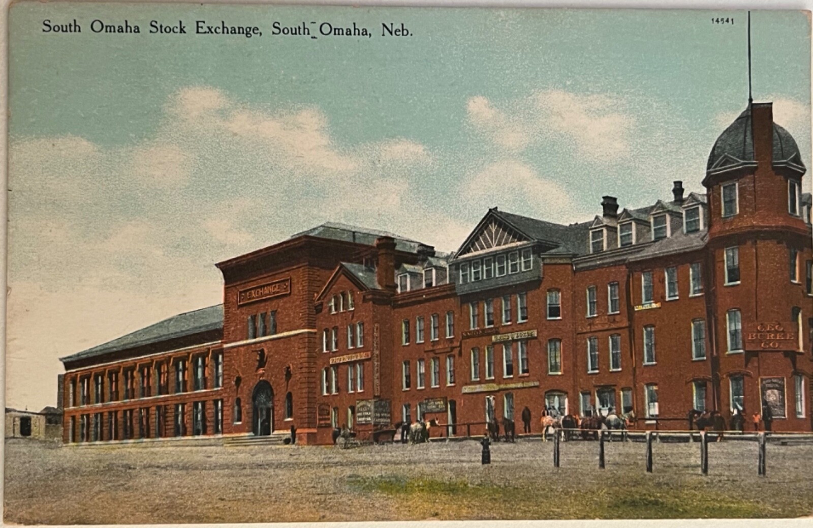 South Omaha Stock Exchange Horses Nebraska Antique Postcard c1910