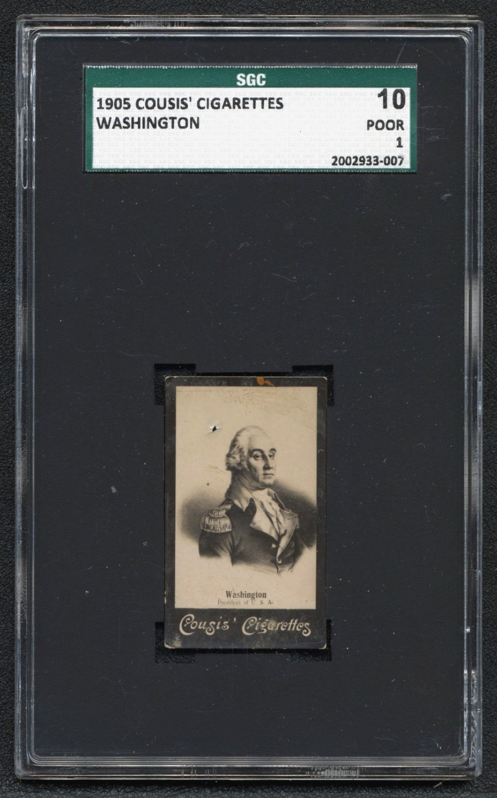 George Washington 1905 Cousis' Cigarettes Tobacco Card Presidents Vintage Graded