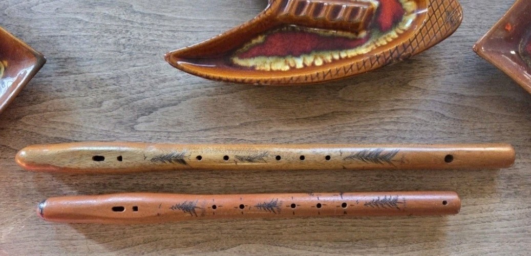 Vintage Papa John Manytrees Native American Style Flute Pair Vintage Papa John Manytrees Native American Style Flute Pair