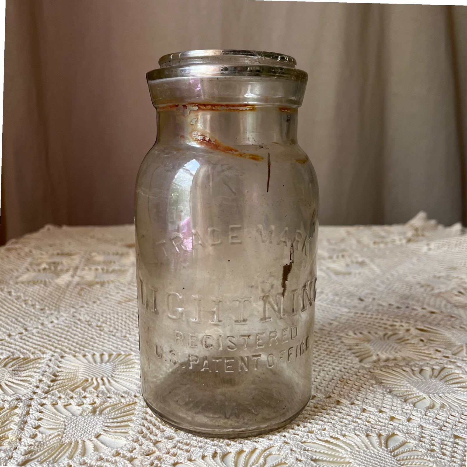 Vintage Putnam Lightning Clear Glass Jar Patent Antique Farmhouse Decor