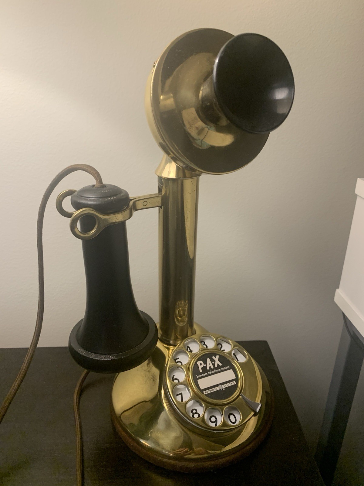Vintage AUTOMATIC ELECTRIC Brass Candlestick Rotary Telephone,Excellent Untested