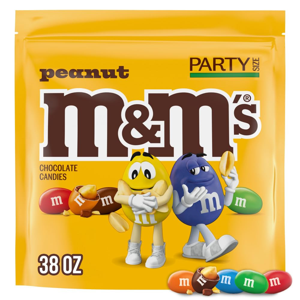 M&M\'S Peanut Milk Chocolate Candy Bulk Pack, Party Size, 38 Oz Bag