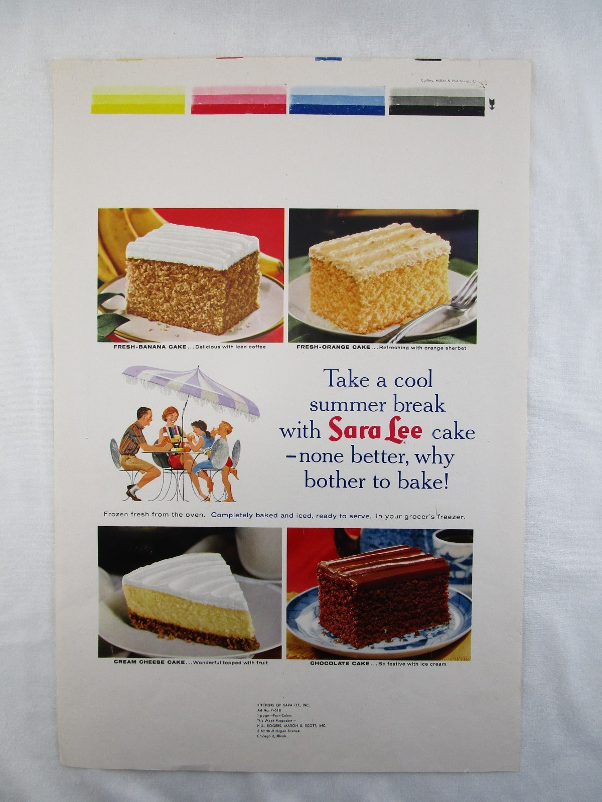Vintage Print Ad 1960\'s Original Sara Lee Cake Advertisement Pre-Print Magazine
