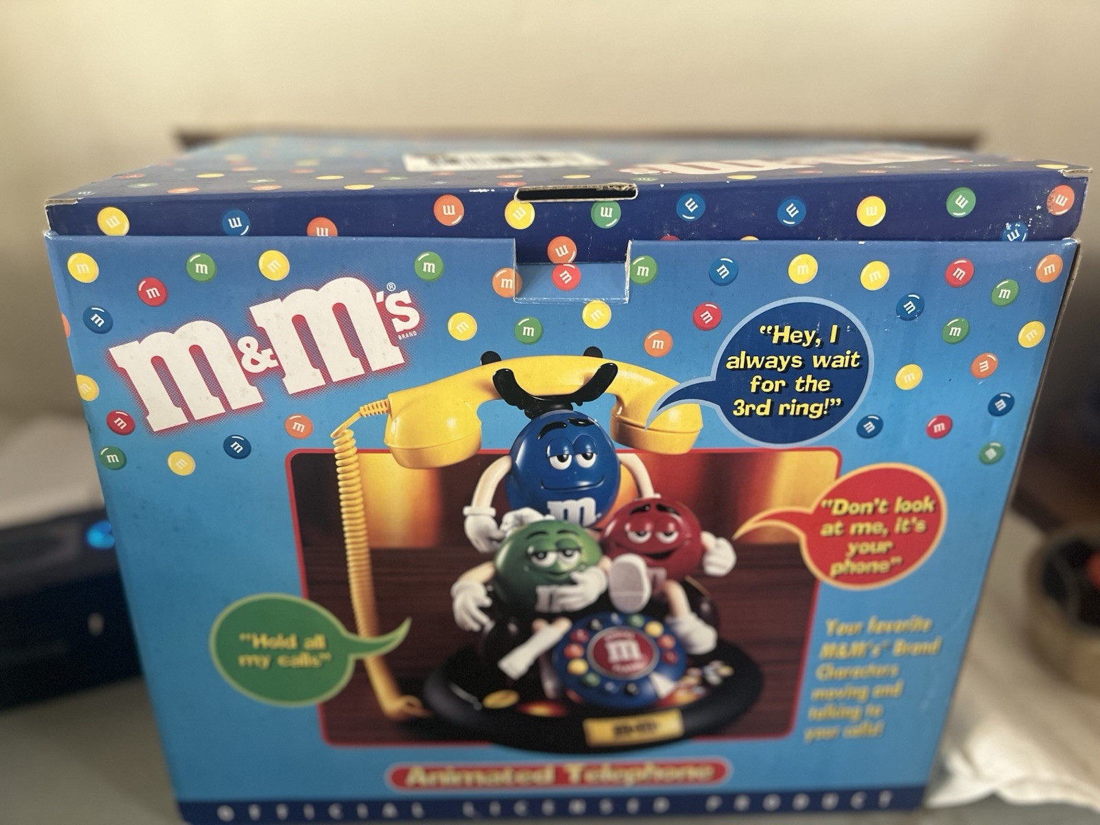 Vintage 1990s M&M\'s Animated Talking Telephone w/ Original Box)