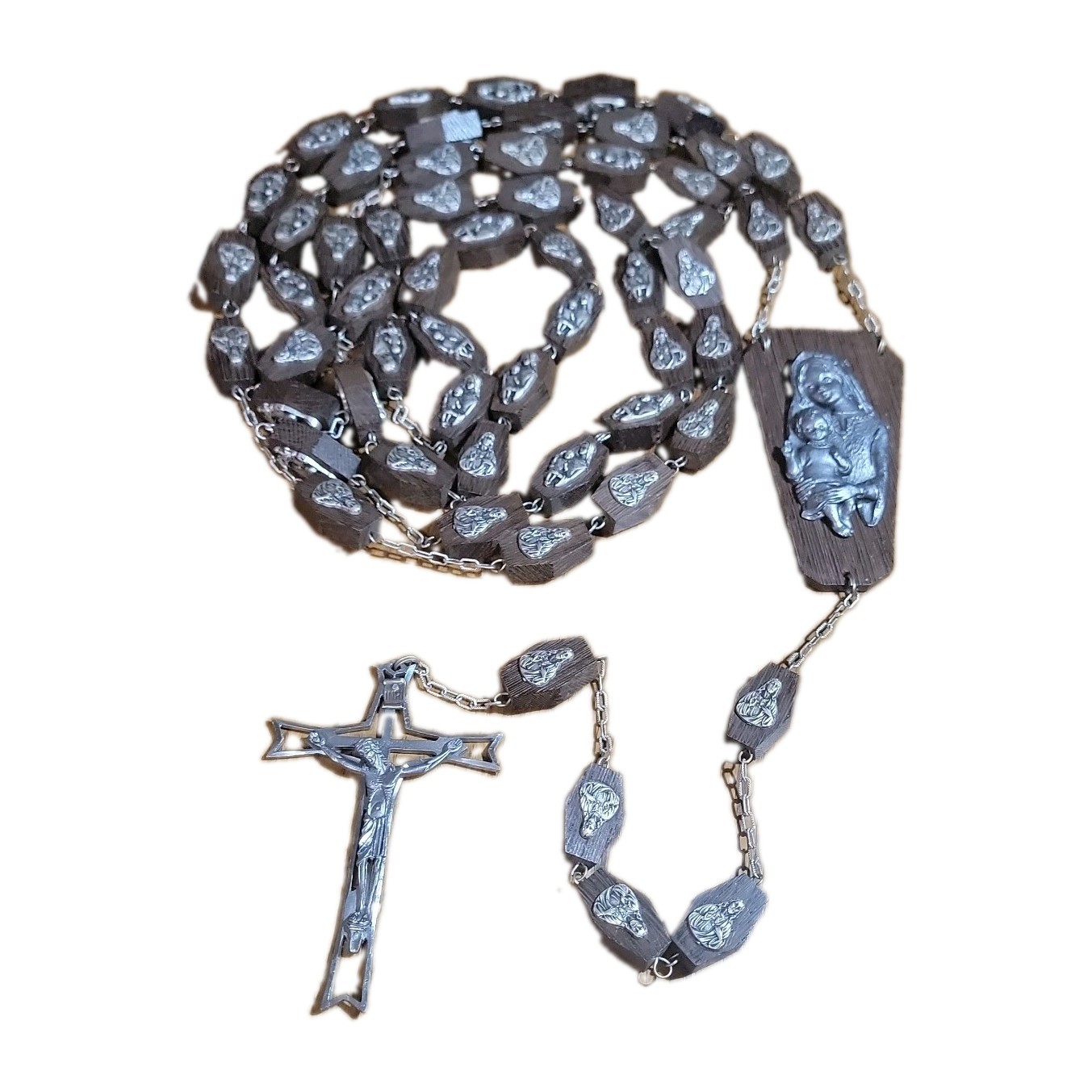 Vtg Large Rosary Jerusalem Wood 75