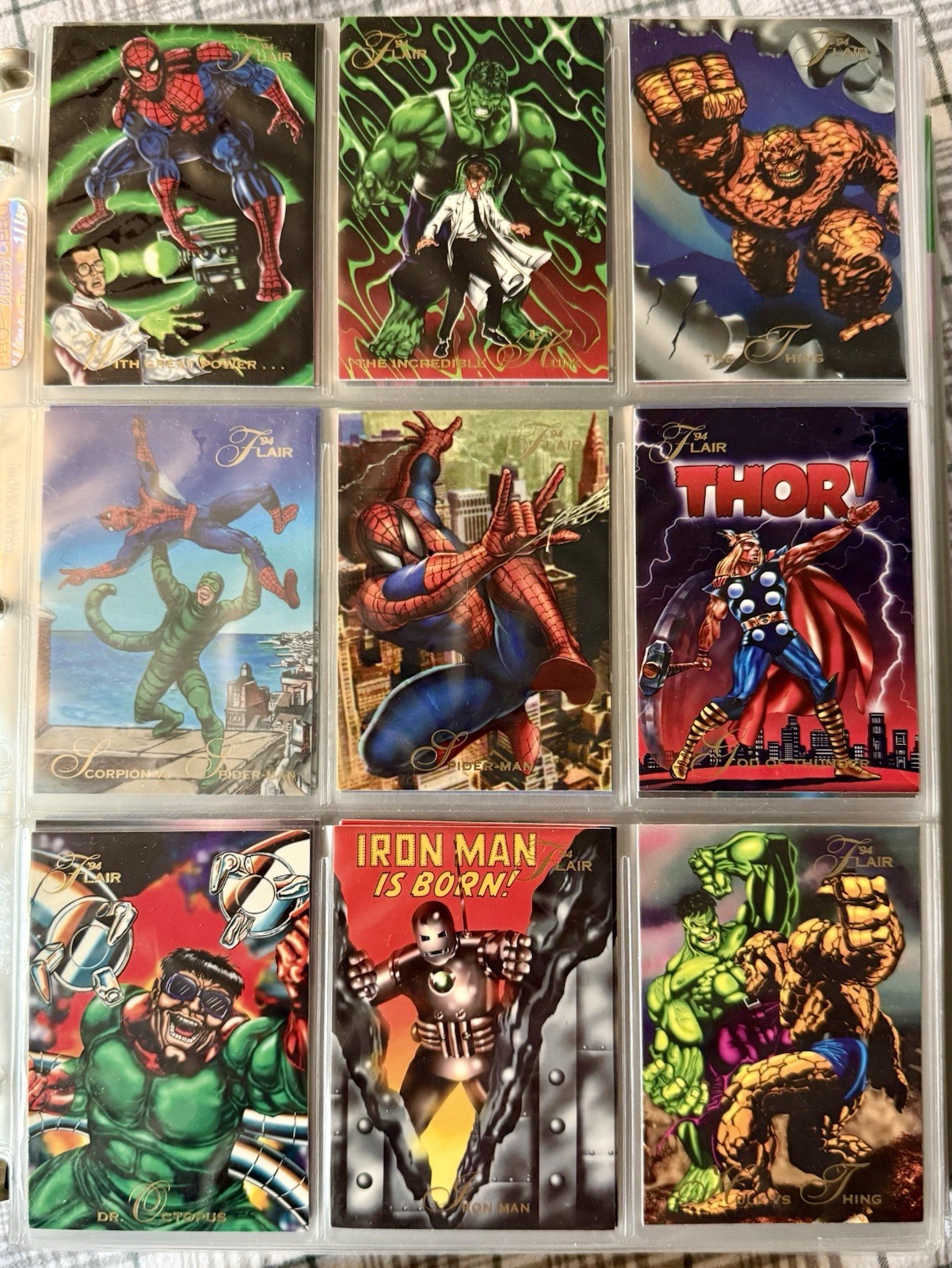 1994 AND 1995 FLAIR MARVEL AND 1995 FLEER MARVEL METAL PARTIAL BASE CARD SETS